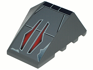Wedge 4 x 4 Triple Curved No Studs with Two Red Arrows on Dark Bluish Gray Background Pattern (Sticker) - Sets 7256 / 7283