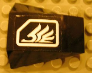 Wedge 4 x 4 Triple Curved No Studs with White Quad Wing on Black Background Pattern (Sticker) - Set 8106