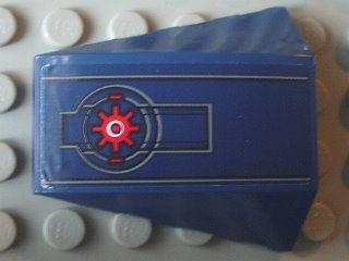 Wedge 4 x 4 Triple Curved No Studs with Red Star with 8 Points on Dark Blue Background Pattern (Sticker) - Set 8016