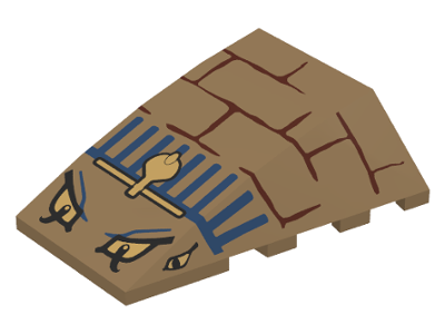Wedge 4 x 4 Triple Curved No Studs with Bricks, Blue Lines, 4 Eyes and Cobra Pattern (Scorpion Head)