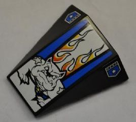 Wedge 4 x 4 Triple Curved No Studs with Bulldog, Orange Flames and Police White Star Badges Pattern (Stickers) - Set 8221
