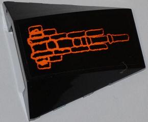 Wedge 4 x 4 Triple Curved No Studs with Orange Lines Pattern (Sticker) - Set 7985