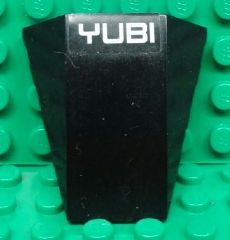 Wedge 4 x 4 Triple Curved No Studs with White 'YUBI' on Black Background Pattern (Sticker) - Set 8492