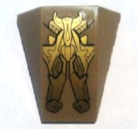 Wedge 4 x 4 Triple Curved No Studs with Gold Armor Plates Pattern (Sticker) - Set 6869