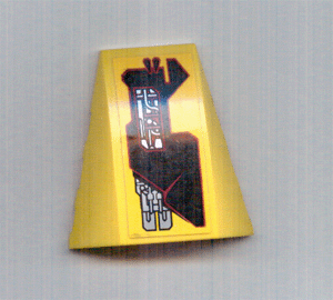 Wedge 4 x 4 Triple Curved No Studs with Silver and Red Circuitry Pattern Model Right (Sticker) - Set 7721