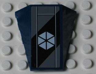 Wedge 4 x 4 Triple Curved No Studs with Six White Triangles on Dark Bluish Gray and Black Background Pattern (Sticker) - Set 7751