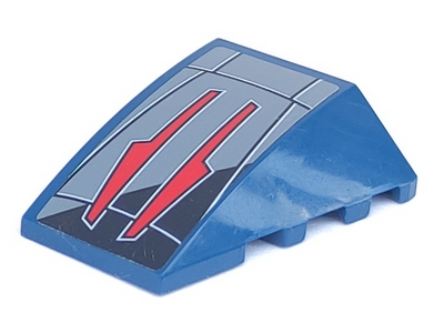 Wedge 4 x 4 Triple Curved No Studs with Two Red Arrows on Dark Bluish Gray and Black Background Pattern (Sticker) - Set 7751