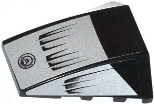 Wedge 4 x 4 Triple Curved No Studs with Air Intakes and Filler Cap on Silver Background Pattern (Stickers) - Set 8132