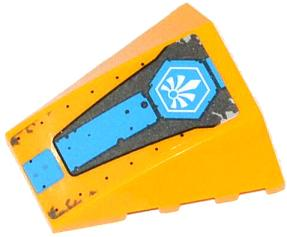 Wedge 4 x 4 Triple Curved No Studs with White Chima Logo in Hexagon and Dark Azure Stripe Pattern (Sticker) - Set 70129