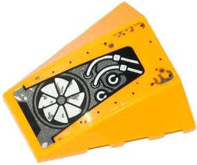 Wedge 4 x 4 Triple Curved No Studs with Silver Fan and Cables Pattern Model Left Side (Sticker) - Set 70129