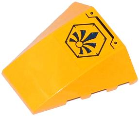 Wedge 4 x 4 Triple Curved No Studs with Black Chima Logo in Hexagon, Black Line and 2 Rivets Pattern (Sticker) - Set 70002