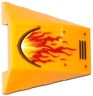 Wedge 4 x 4 Triple Curved No Studs with Red and Yellow Flame, Vents and Rivets Pattern Model Left Side (Sticker) - Set 70144