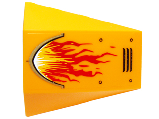 Wedge 4 x 4 Triple Curved No Studs with Red and Yellow Flame, Vents and Rivets Pattern Model Right Side (Sticker) - Set 70144