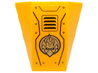 Wedge 4 x 4 Triple Curved No Studs with Gold Chima Emblem, Vents and Rivets Pattern (Sticker) - Set 70227