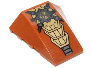 Wedge 4 x 4 Triple Curved No Studs with Gold Mechanical Tiles, Dark Bluish Gray Gear and Bumblebee Pattern (Sticker) - Set 70225