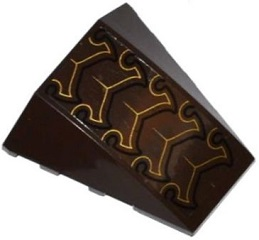 Wedge 4 x 4 Triple Curved No Studs with Black and Gold Exoskeleton Pattern (Sticker) - Set 70132