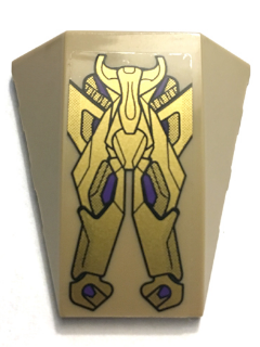 Wedge 4 x 4 Triple Curved No Studs with Gold Armor Plates with Dark Purple Highlights Pattern (Sticker) - Set 6865