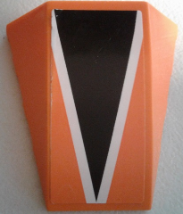 Wedge 4 x 4 Triple Curved No Studs with Black Triangle with White Outline on Orange Background Pattern (Sticker) - Set 7962