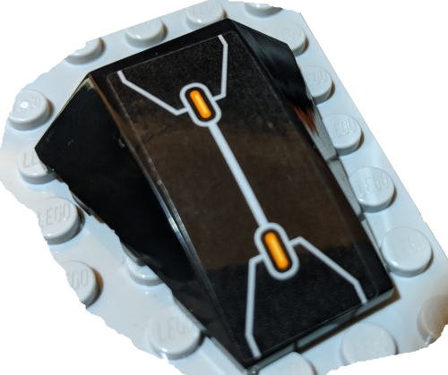 Wedge 4 x 4 Triple Curved No Studs with Two Orange Bars inside Silver Lines Pattern (Sticker) - Set 70326