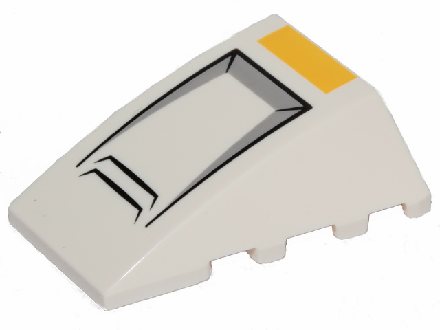 Wedge 4 x 4 Triple Curved No Studs with X-wing Nose, Hull Plates and Yellow Stripe Pattern