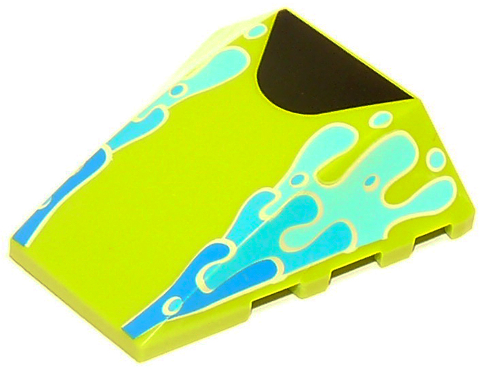 Wedge 4 x 4 Triple Curved No Studs with Blue, Dark Azure, and Medium Azure Water Splashes and Black Shape Pattern (Toy Story RC Hood)