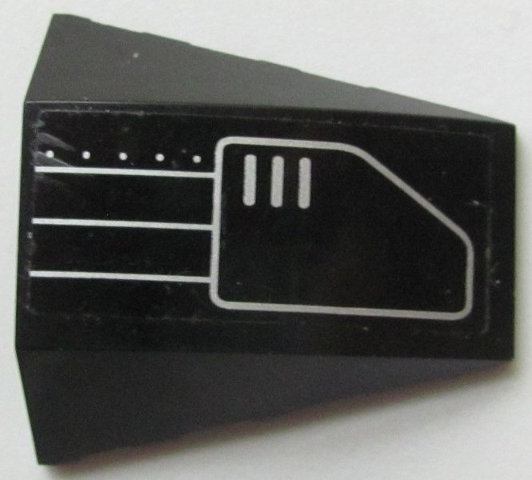 Wedge 4 x 4 Triple Curved No Studs with Silver 3 Lines, 5 Dots and Vent Pattern Model Left Side (Sticker) - Set 7709