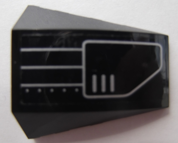 Wedge 4 x 4 Triple Curved No Studs with Silver 3 Lines, 5 Dots and Vent Pattern Model Right Side (Sticker) - Set 7709