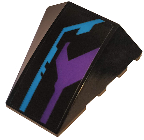 Wedge 4 x 4 Triple Curved No Studs with Dark Purple and Medium Azure Pattern Model Left Side (Sticker) - Set 70642