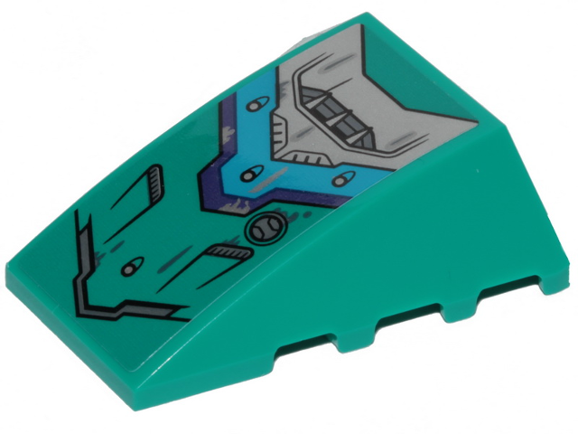 Wedge 4 x 4 Triple Curved No Studs with Dark Azure and Dark Purple Stripes and Vents Pattern (Sticker) - Set 70431