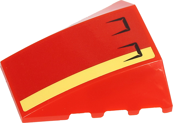 Wedge 4 x 4 Triple Curved No Studs with Bright Light Yellow Stripe, Black Vents Pattern (Sticker) - Set 60271