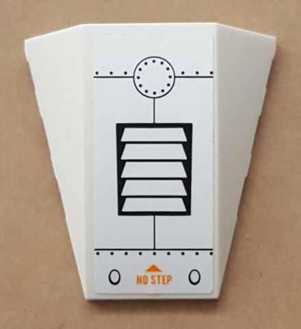 Wedge 4 x 4 Triple Curved No Studs with Black Vents, Lines, and Rivets, Orange 'NO STEP' and Triangle Pattern (Sticker) - Set 60164