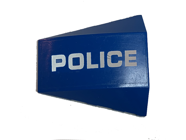 Wedge 4 x 4 Triple Curved No Studs with White 'POLICE' Pattern Model Right Side (Sticker) - Set 60174