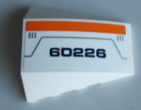 Wedge 4 x 4 Triple Curved No Studs with Dark Blue '60226', Orange Stripe, Dark Bluish Gray Lines Pattern Model Right Side (Sticker) - Set 60226