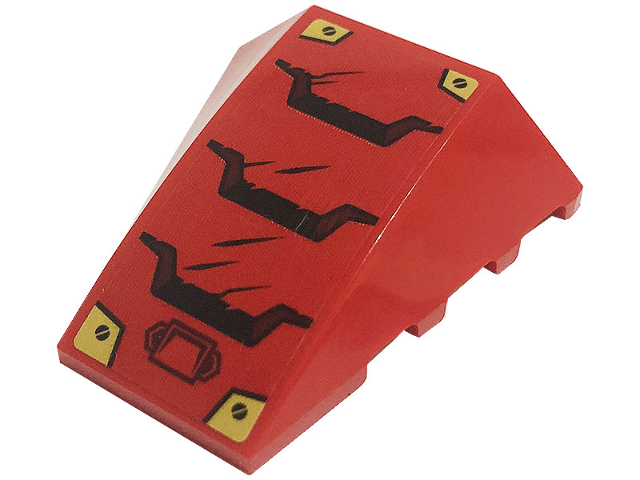 Wedge 4 x 4 Triple Curved No Studs with Black Screws, Air Vents and Gold Plates Pattern (Sticker) - Set 71720