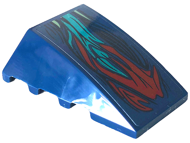 Wedge 4 x 4 Triple Curved No Studs with Dark Red, Dark Turquoise and Sand Green Skin Pattern (Sticker) - Set 76154