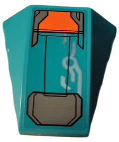 Wedge 4 x 4 Triple Curved No Studs with Dark Bluish Gray and Orange Armor Plates with Black Outlines and Metallic Light Blue Circuitry Pattern (Sticker) - Set 76194