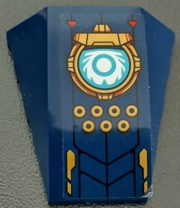 Wedge 4 x 4 Triple Curved No Studs with Gold Circles, Armor Plates, Red Triangles and White and Medium Azure Light Pattern (Sticker) - Set 71765