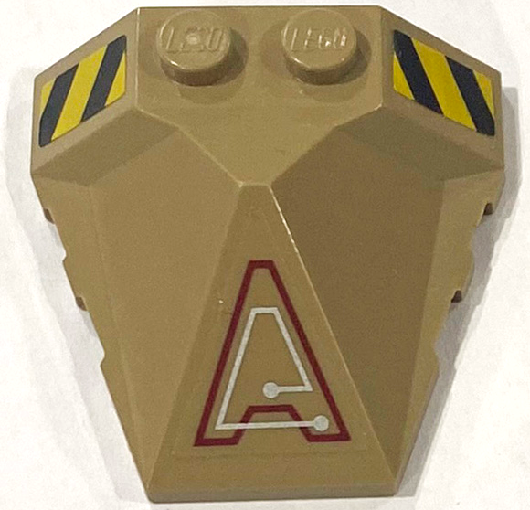 Wedge 4 x 4 x 1 1/3 Pyramid Center with Stripes and Exo-Force Circuitry Left Pattern C (Stickers) - Sets 7702 / 7711