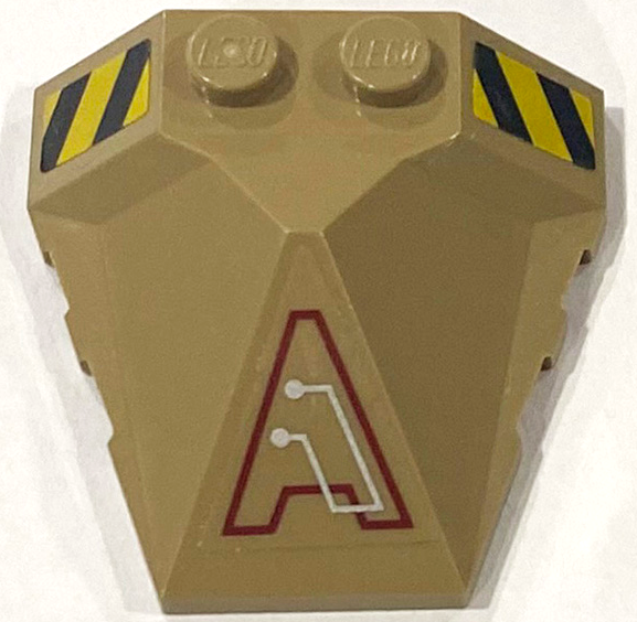 Wedge 4 x 4 x 1 1/3 Pyramid Center with Stripes and Exo-Force Circuitry Right Pattern D (Stickers) - Sets 7702 / 7711