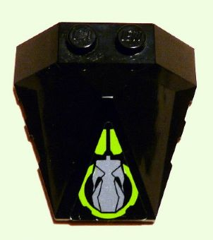 Wedge 4 x 4 x 1 1/3 Pyramid Center with Lime Circle and Silver Robot Head Pattern (Sticker) - Set 8104