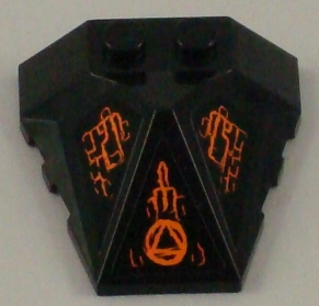 Wedge 4 x 4 x 1 1/3 Pyramid Center with Orange Lines and Atlantis Key Symbol Pattern (Stickers) - Set 8056