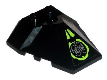 Wedge 4 x 4 x 1 1/3 Pyramid Center with Lime Circle with Silver Circuitry Pattern (Sticker) - Set 8104