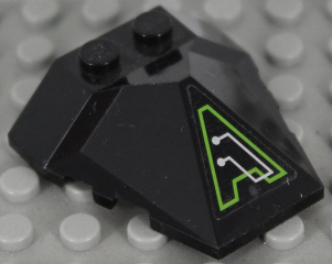 Wedge 4 x 4 x 1 1/3 Pyramid Center with Lime and Silver Exo-Force Circuitry Pattern Model Left Side (Sticker) - Sets 7709 / 7713