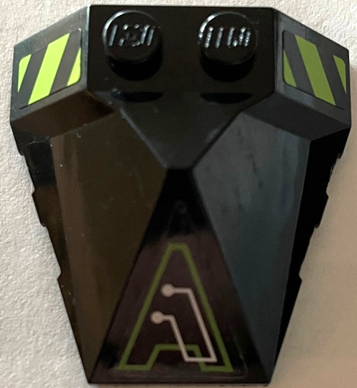Wedge 4 x 4 x 1 1/3 Pyramid Center with Lime and Silver Exo-Force Circuitry and Danger Stripes Pattern Model Left Side (Stickers) - Set 7709