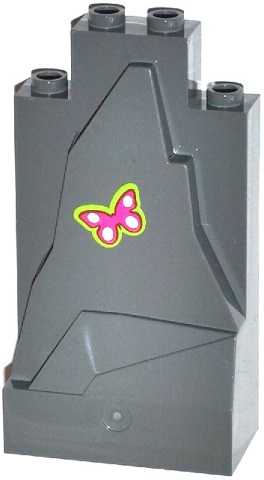 Rock Panel 2 x 4 x 6 with Magenta and White Butterfly Pattern (Sticker) - Set 41033