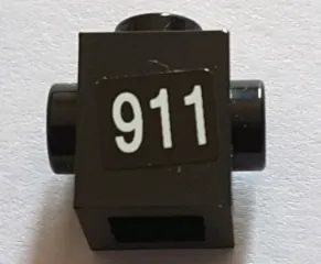 Brick, Modified 1 x 1 with Studs on 2 Sides, Opposite with White '911' Pattern (Sticker) - Set 71016