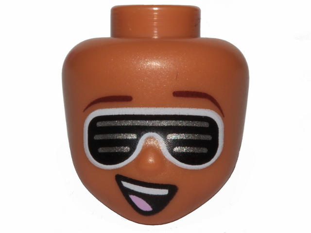 Mini Doll, Head Friends with Silver Striped Black Glasses and Open Mouth Smile Pattern (Melody)