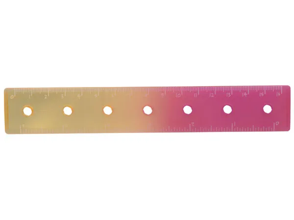 Clikits Tool, Ruler (6in / 16cm) with 7 Holes with White Numbers and Hash Marks and Color Graduating to Trans-Dark Pink Pattern