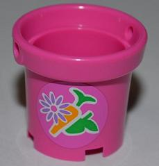 Container, Bucket 2 x 2 x 2 with Handle Holes with Flower, Carrot, and Apple Pattern (Sticker) - Set 3189