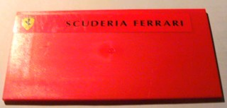 Tile 8 x 16 with Bottom Tubes on Edges with Ferrari Logo and Black 'SCUDERIA FERRARI' Pattern (Sticker) - Set 8654